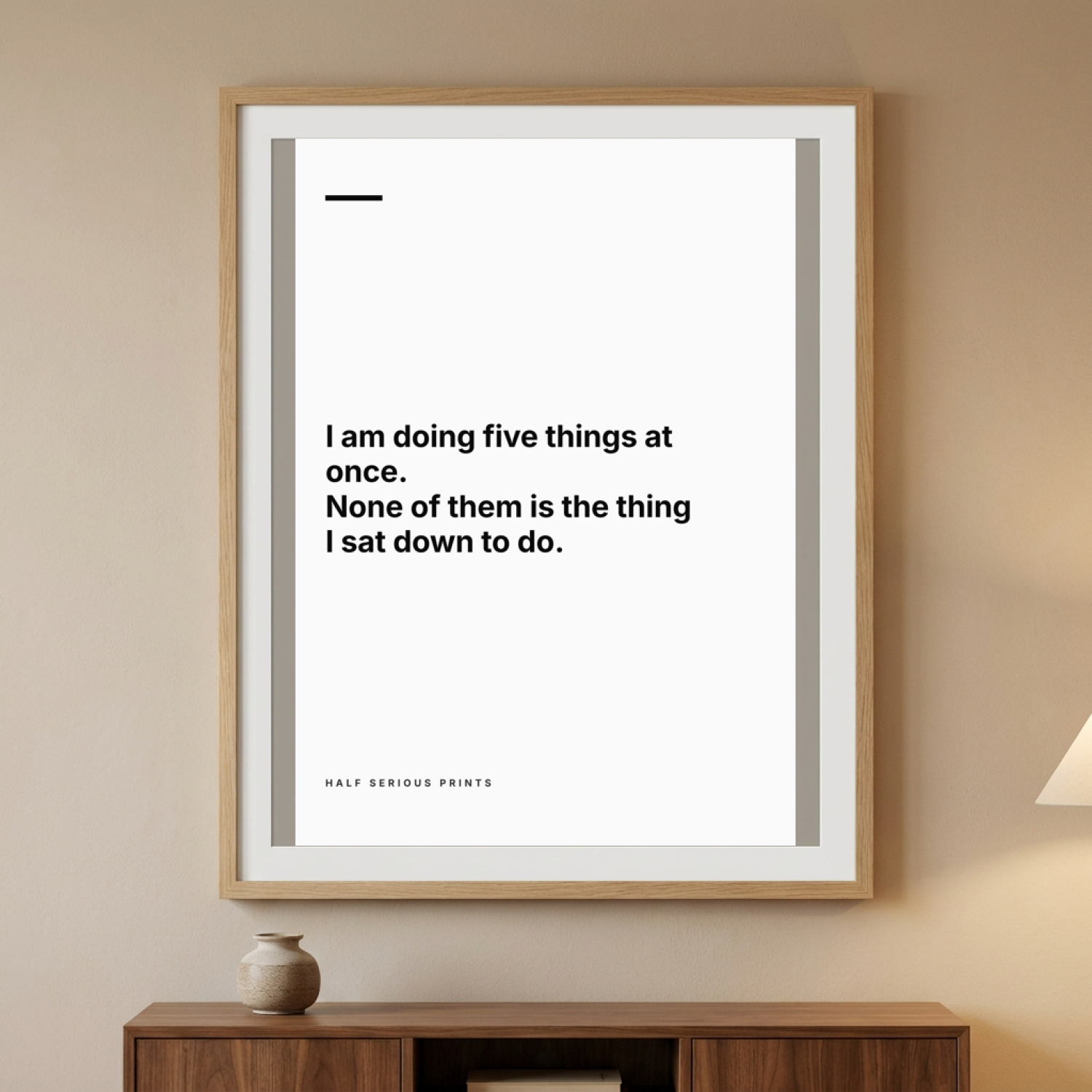 I am doing five things at once. None of them is the thing I sat down to do. — CozyWoodRoom mockup