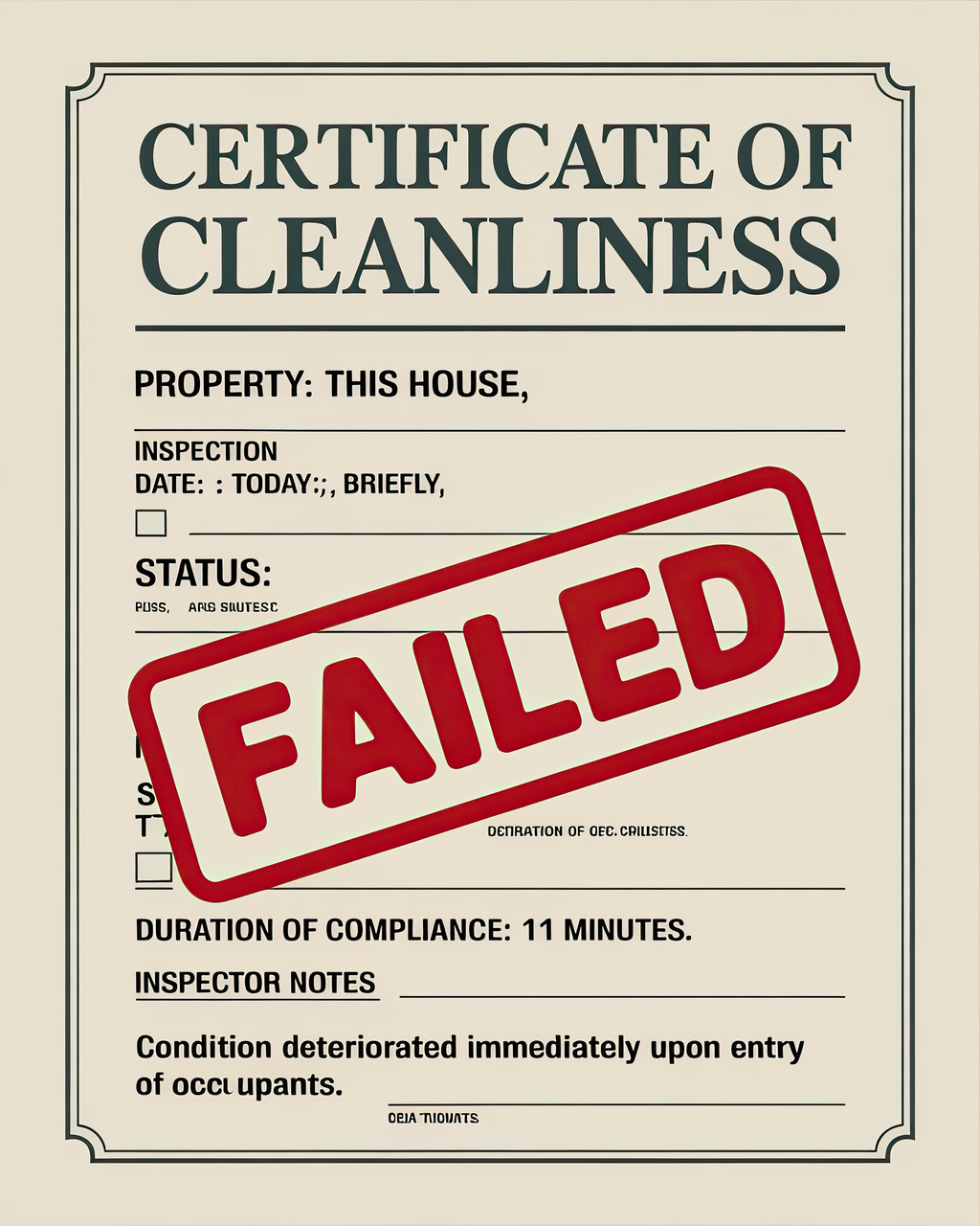Certificate of Cleanliness
