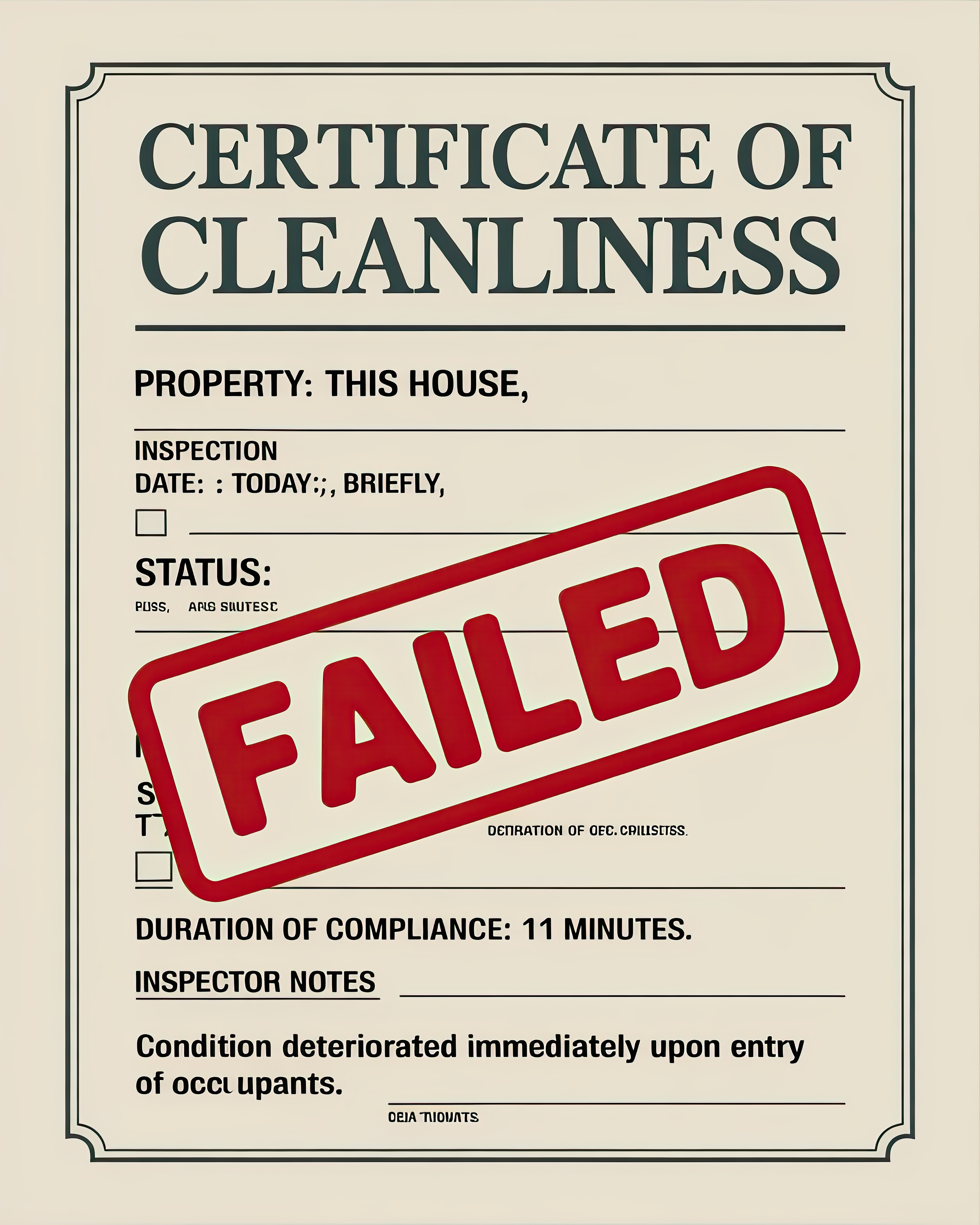 Certificate of Cleanliness