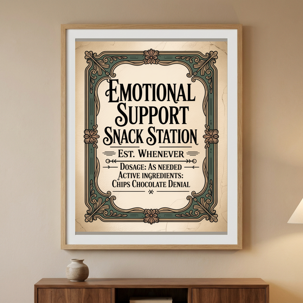 Emotional Support Snack Station — CozyWoodRoom mockup