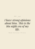 I have strong opinions about bins. This is the bin night era of my life.