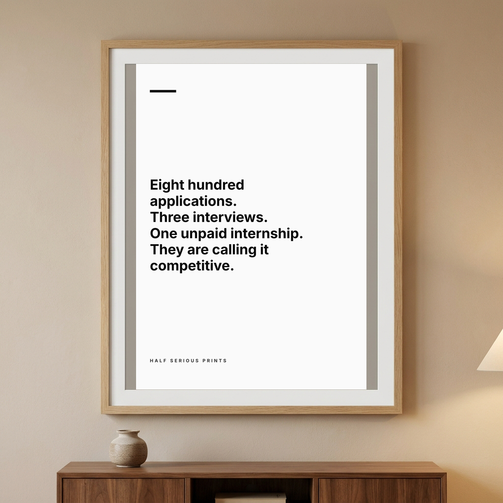 Eight hundred applications. Three interviews. One unpaid internship. They are calling it competitive.