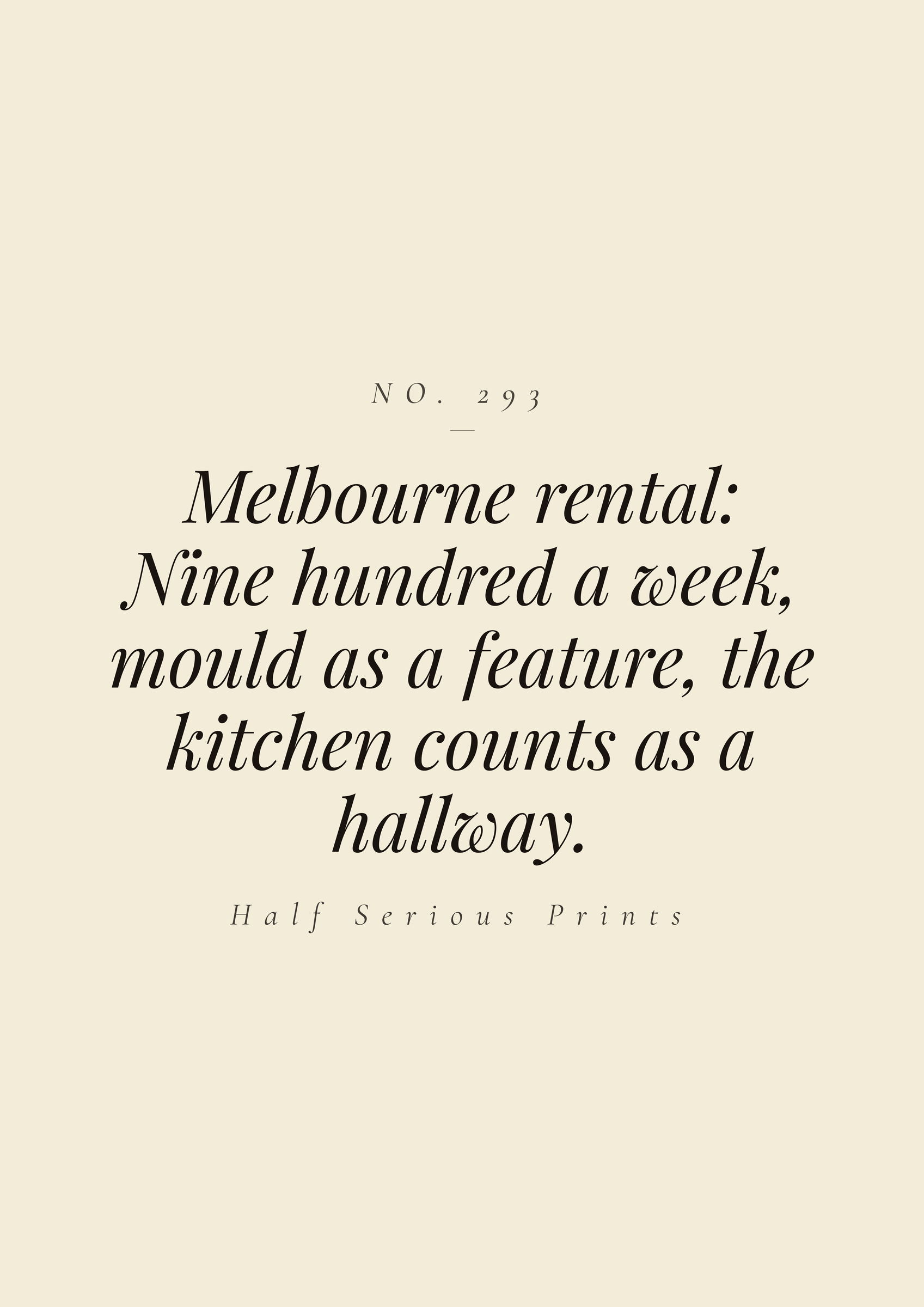 Melbourne rental: nine hundred a week, mould as a feature, the kitchen counts as a hallway.